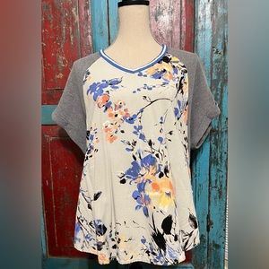 Umgee Medium Multicolor Floral/Stripe Top